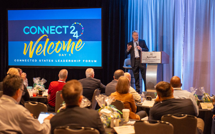 Tyler President and CEO Lynn Moore met with state innovators and tech leaders gathered at the Connected States Leadership Forum on Monday