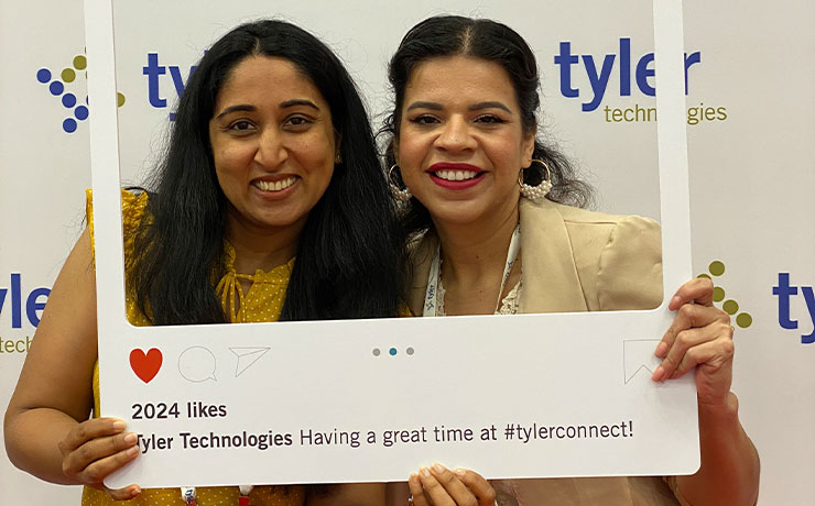 Haritha Dasari and Aline Martinez from IDEA Public Schools in Texas also swung by the Solutions Hub for a photo opp and to share their experiences