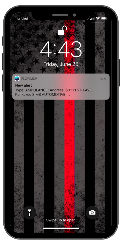 Dispatch Notification Locked phone screen